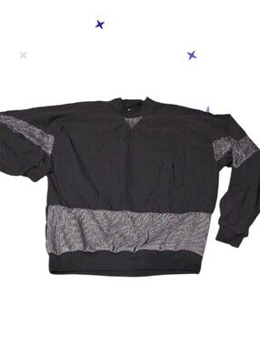 Men's Black Crewneck Sweater with Heather Detail